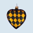 Glasanhänger Herz - diamantmuster schwarz/gold